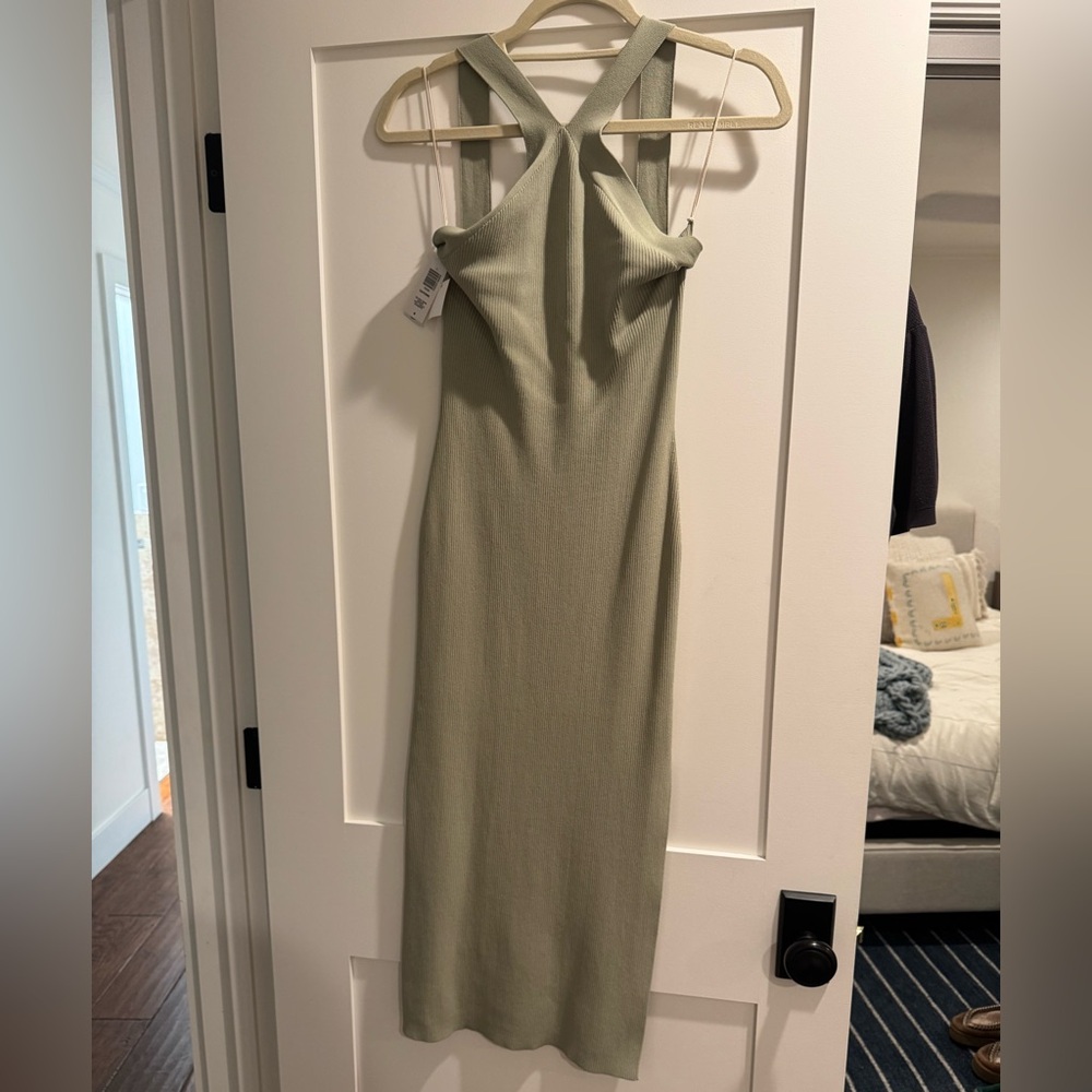 Wilfred Green Sheath Dress Halter Neckline Cocktail